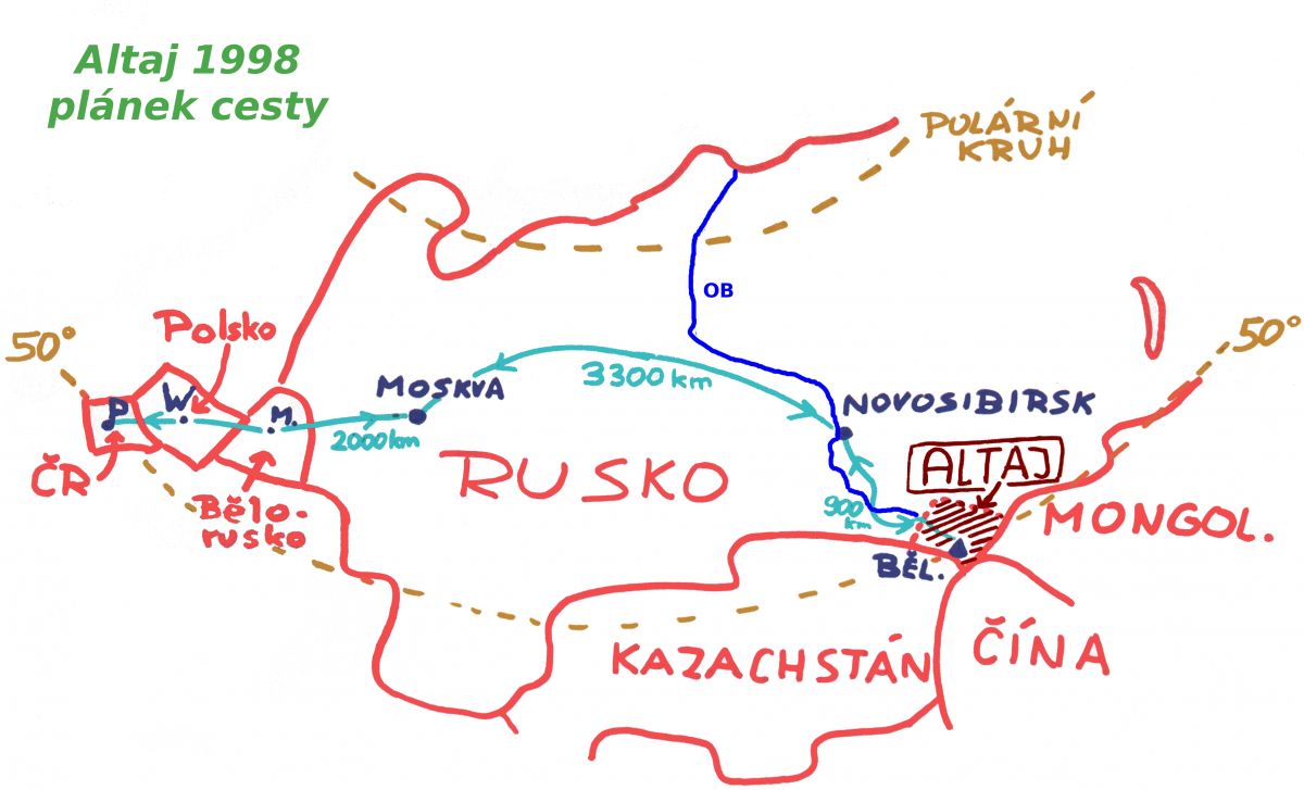 Plán cesty ČR- Altaj