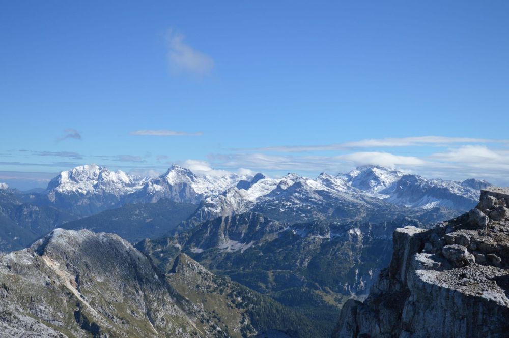 Pohled na Triglav z vrcholu Krnu