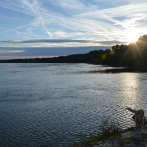 Západ slunce na soutoku Dunaje a Moravy (na Děvíně, ani ne před týdnem bylo kompletně pod vodou)