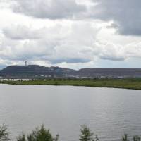 Popis: Průmyslové město Kiruna - obrovské doly na železné rudy