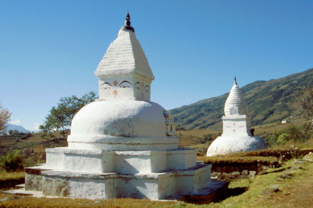 Buddhistická stupa ve vesnici Bhandar