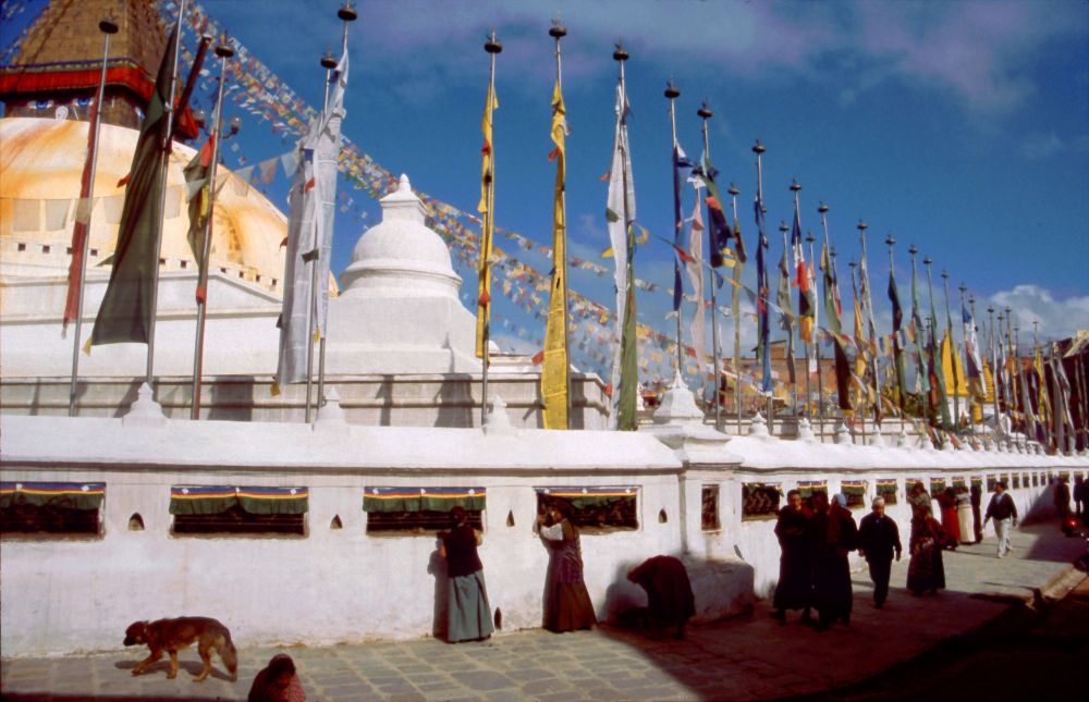 Káthmándú, Budhanath, obrovská buddhistická  stupa