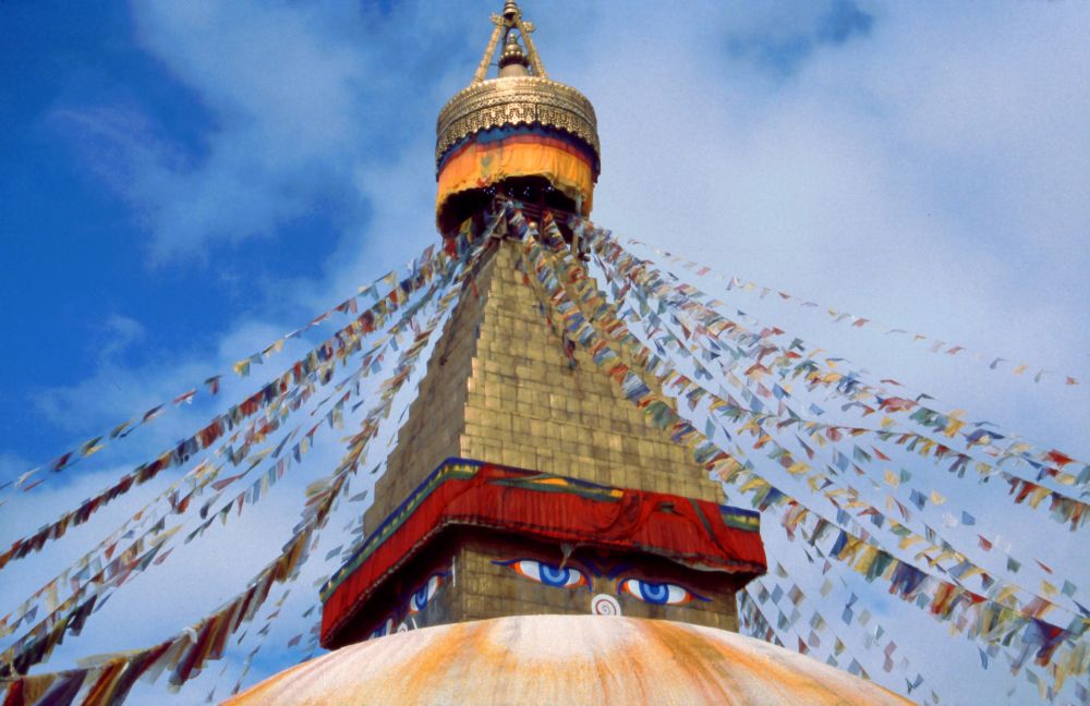 Káthmándú, Budhanath, obrovská buddhistická  stupa