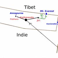 Popis: Plánek cesty v Nepálu. Autobusem z Káthmándú do Jiri a pak pěšky pod Mount Everest