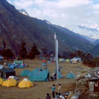 Popis: Tábor u klášter Thyangboche (Tengboche)