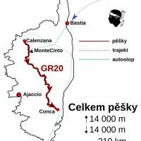 Popis: Schéma našeho cestování po Korsice