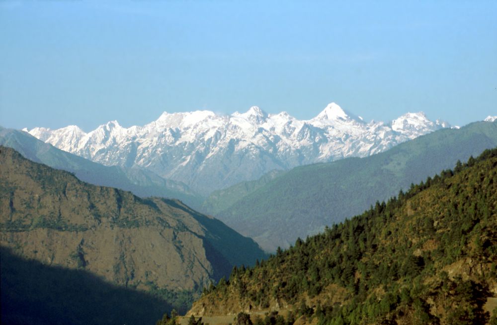 Langtangský Himaláj z autobusu