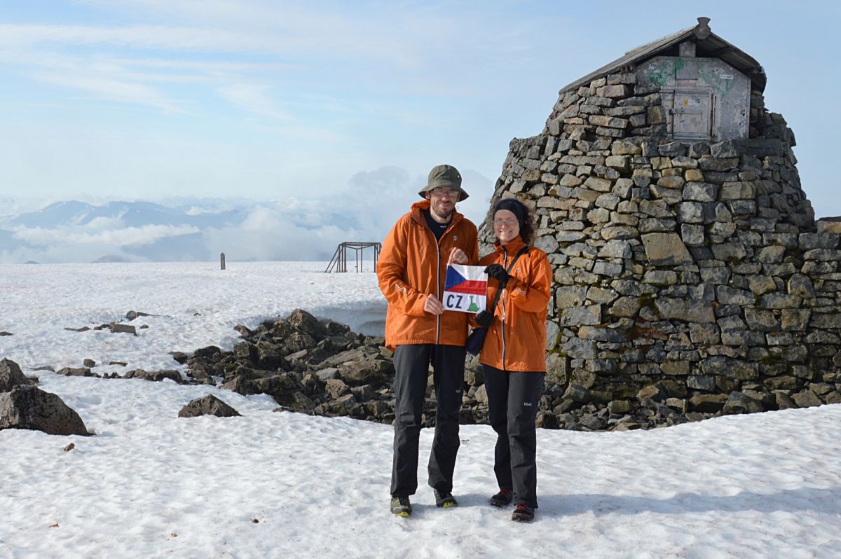 Ben Nevis, nejvyšší hora velké Británie (1344 m), vrcholová fotografie