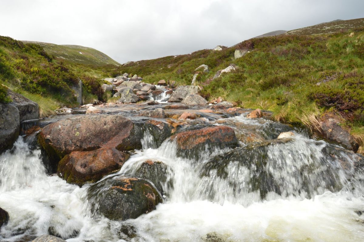 Cairngorm, sestup z Lochnagaru, potok Glas Allt
