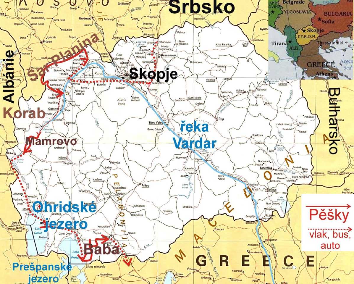 Plánek cestování po Makedonii