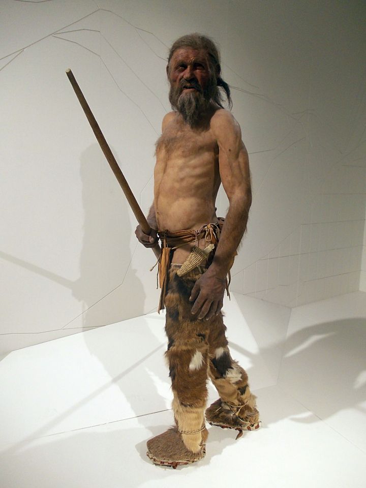 Rekonstrukce možné podoby Ötziho v muzeu v Bolzánu