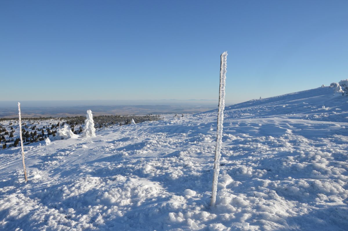 Jeseníky, Vysoké Pole; zcela vzadu Vysoké Tatry či Fatra