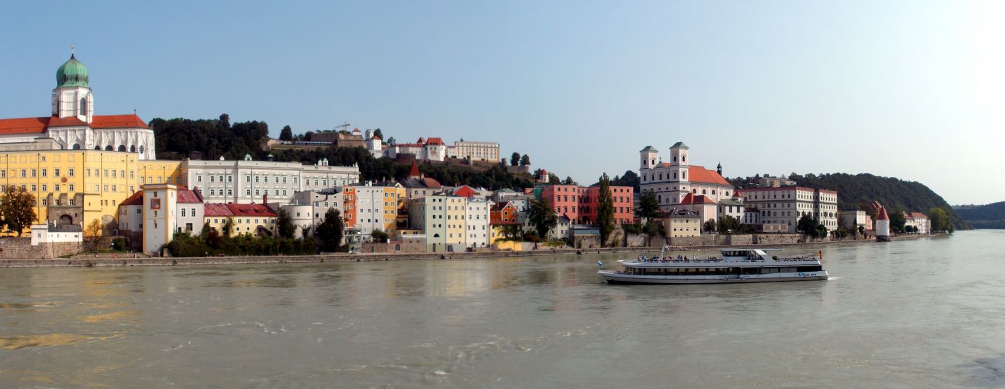 Pasov, náš cíl: Inn se tady vlévá do Dunaje
