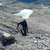 Popis: Výstup na Zugspitze, v nepříjemné suti