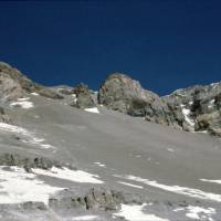 Popis: vrchol Aconcagui z Nido de Condores