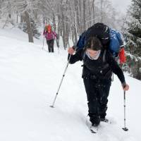 Popis: Léňa při výstupu na Priel-Schutzhaus