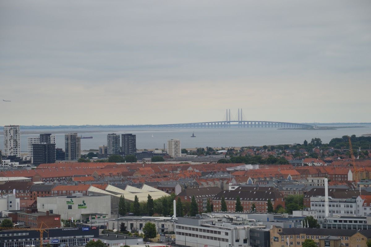 Kodaň z Kostela Spasitele, vzadu most do Švédska