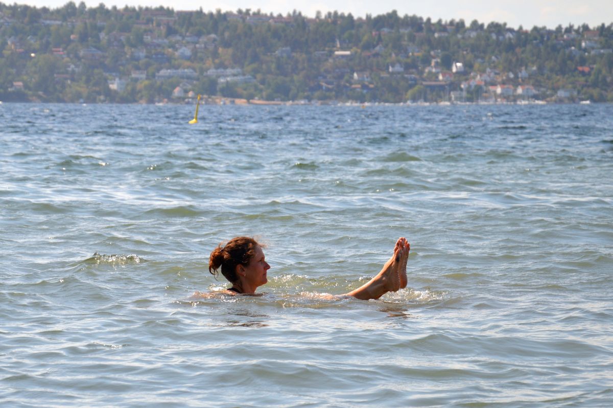 Oslo, ostrov Langøyene koupačka v moři