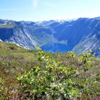 Popis: Blížíme se na Trolltungu, přehrada Ringedalsvatnet