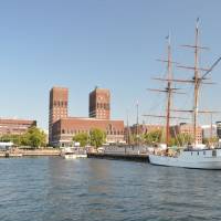 Popis: Oslo, vyplouváme lodí (MHD) na ostrov Langøyene