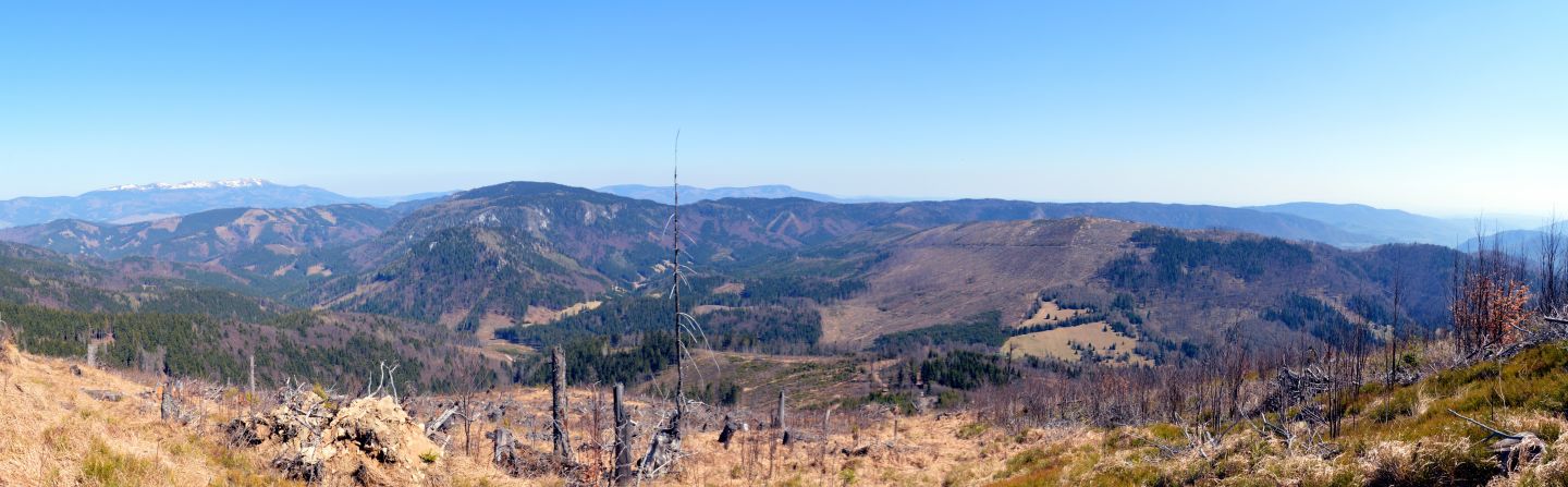 Muráňská planina od Fabovej holi (vlevo vzadu Nízké Tatry)