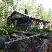 Popis: Långfjället, chata Spångstugan