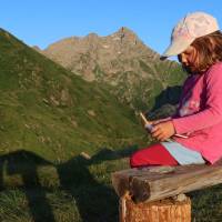 Popis: Odpolední kreslení u rifugio Santa Rita