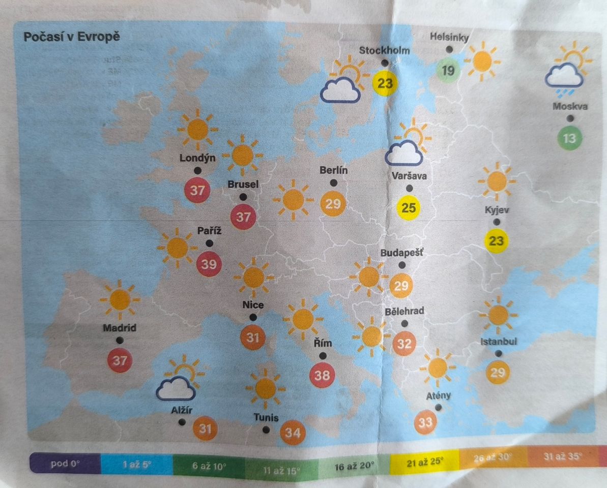 Kde bylo z celé Evropy absolutně nejtepleji?